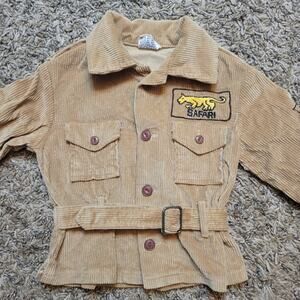 VTG Corduroy Safari Jacket Boys 24 Months Brown Collar Vintage 80s
